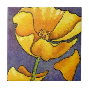 "Yellow Poppy" Kitchen Garden Ceramic Tile