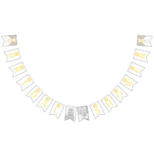 Yellow posy bridal shower photo bunting flags