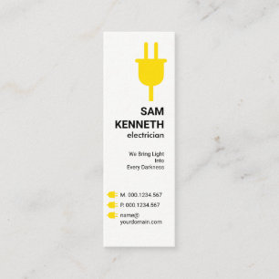 Yellow Power Plug Extension Buttons Electrician Mini Business Card