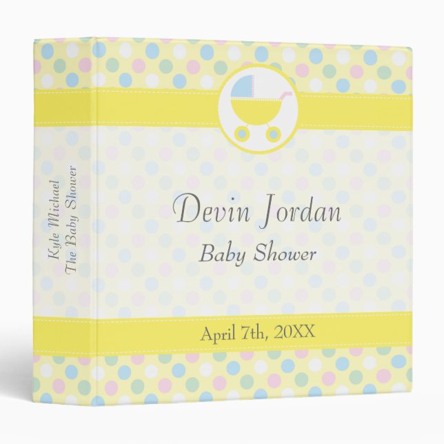 Yellow Pram and Polka Dots Baby Avery Binder (Front/Spine)
