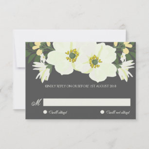 Yellow Pretty Anemones Floral Wedding RSVP Card