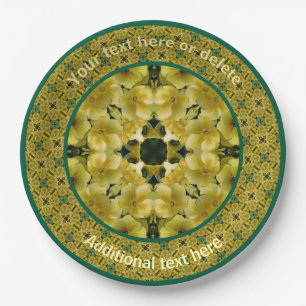 Yellow Primrose Floral Art Personalized Party Paper Plate