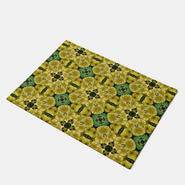 Yellow Primrose Flower Abstract Art  Doormat (Angled)