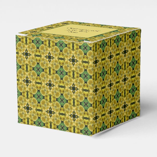 Yellow Primrose Flower Abstract Art Personalized Favor Box (Front Side)