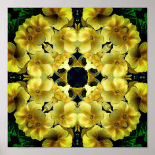 Yellow Primrose Flower Art Poster