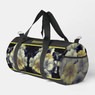 Yellow Primrose Flower Partial Colour Personalized Duffle Bag