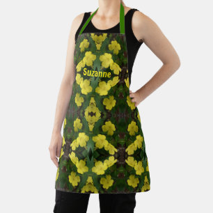Yellow Primrose Flowers Abstract Personalized Apron