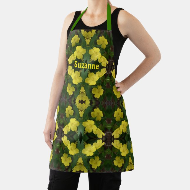 Yellow Primrose Flowers Abstract Personalized Apron (Insitu)