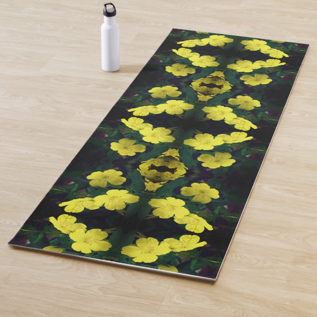 Yellow Primrose Flowers Abstract Yoga Mat (In Situ)
