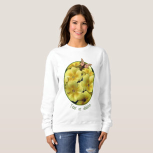 Yellow Primrose Flowers And Butterfly Personalized Sweatshirt