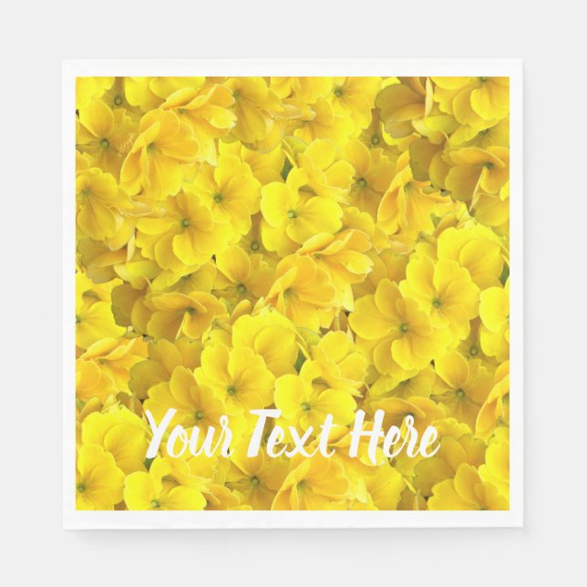 Yellow Primrose Flowers Pattern Napkin (Front)