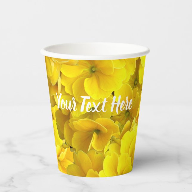 Yellow Primrose Flowers Pattern Paper Cups (Front)