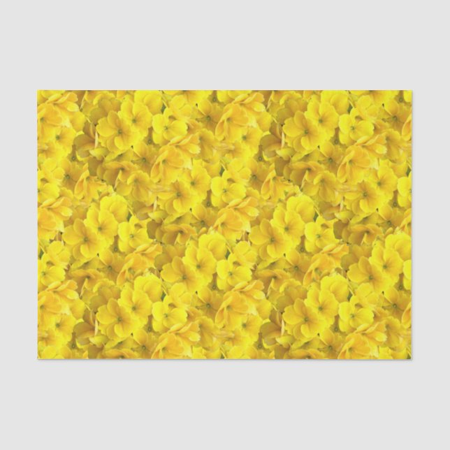 Yellow Primrose Flowers Pattern Tissue Paper (Front)