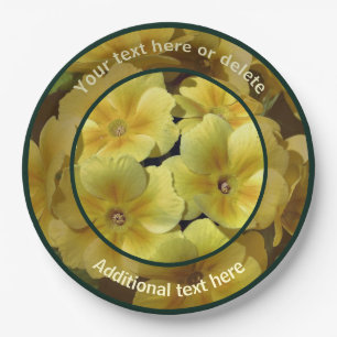 Yellow Primrose Flowers Personalized Party Paper Plate