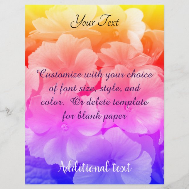 Yellow Primrose Flowers Rainbow Colours Letterhead (Front)