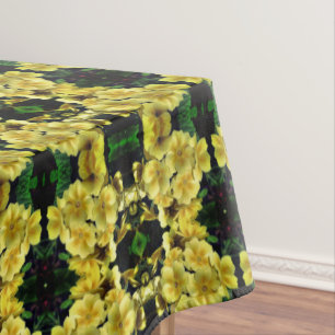 Yellow Primrose Spring Flowers Abstract Pattern Tablecloth