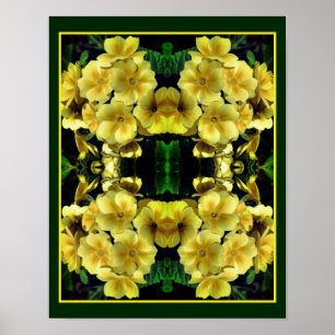 Yellow Primrose Spring Flowers Nature Art Poster