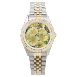 Yellow Primrose Spring Flowers Personalized Watch