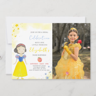 Yellow Princess Birthday Invitation With Photo