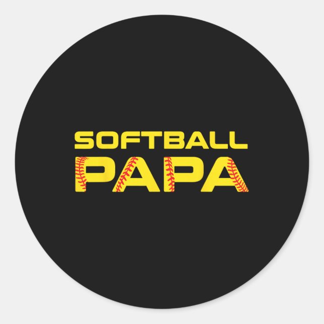 Yellow Print Softll Papa  Classic Round Sticker (Front)