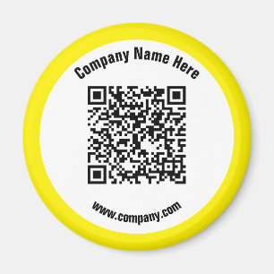Yellow Promotional Business Name QR Code  Magnet