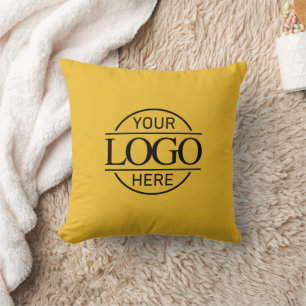 Yellow Promotional Elegant Company Business Logo Throw Pillow