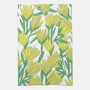 Yellow Protea Flowers Kitchen Tea Towel