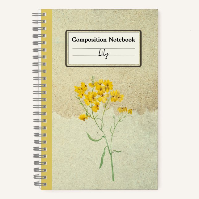 Yellow Psilostrophe Sparsiflora Personalized Comp Notebook (Front)
