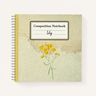 Yellow Psilostrophe Sparsiflora Personalized Comp Notebook
