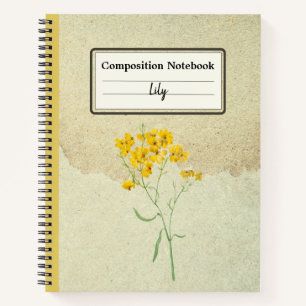 Yellow Psilostrophe Sparsiflora Personalized Comp Notebook