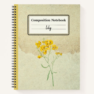 Yellow Psilostrophe Sparsiflora Personalized Comp Notebook