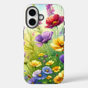 Yellow, Purple, and Red Wildflowers Botanical iPhone 16 Case