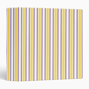 Yellow, purple and white candy stripes binder