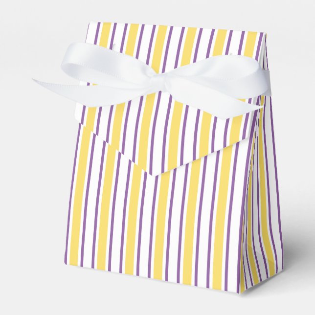 Yellow, purple and white candy stripes favor box (Front Side)