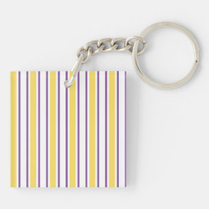 Yellow, purple and white candy stripes keychain
