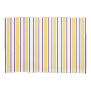 Yellow, purple and white candy stripes pillowcase