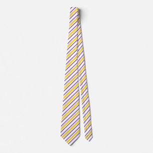 Yellow, purple and white candy stripes tie