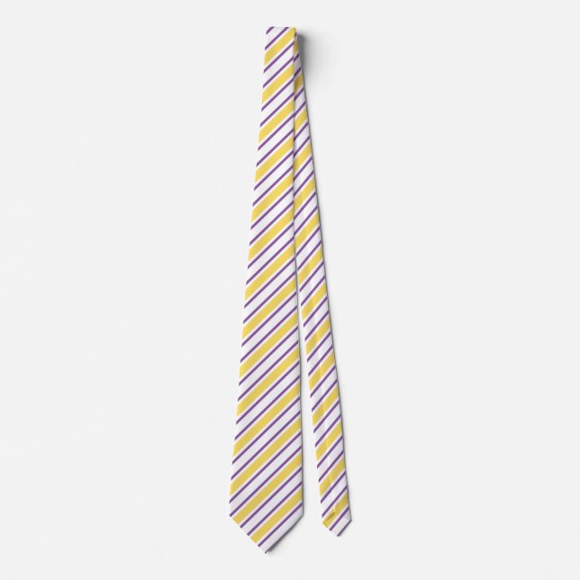 Yellow, purple and white candy stripes tie (Front)