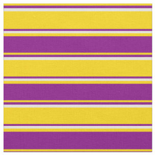 Yellow, Purple & Beige Striped/Lined Pattern Fabric