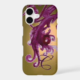 YELLOW PURPLE BERRIES AND FLORAL SWIRLS MONOGRAM