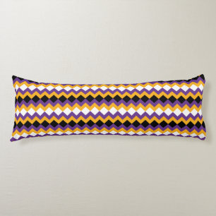 Yellow, Purple, Black and White Zigzag Chevron Body Pillow