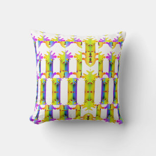 Yellow Purple Blossoms Mirror Design Decorator Throw Pillow