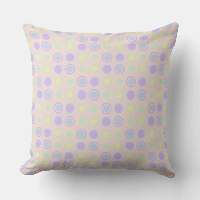 yellow, purple, blue and pink Polka Dots Throw Pillow (Front)