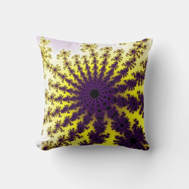 Yellow Purple Burst Throw Pillow (Front)
