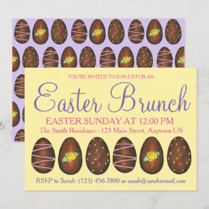 Yellow Purple Buttercream Easter Basket Egg Brunch Invitation