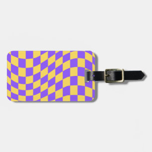 Yellow Purple Chequerboard Pattern Luggage Tag