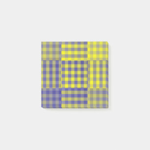 Yellow Purple Chequered Patchwork Pattern Post-it Notes