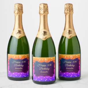 Yellow Purple Confetti Sparkling Wine Label