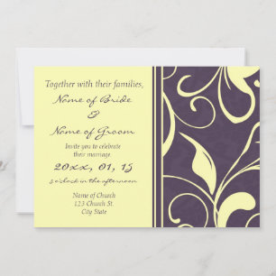 Yellow Purple Floral Elegant Wedding Invitations