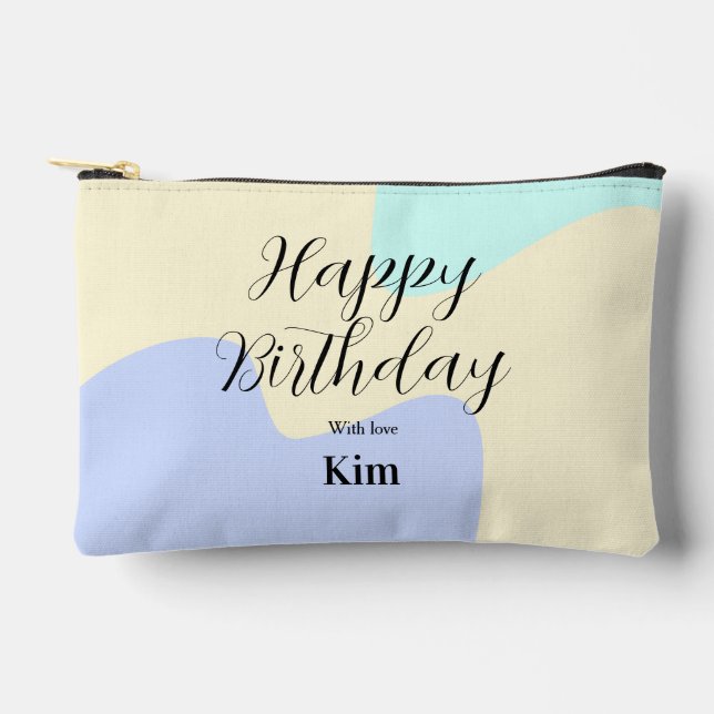 Yellow purple green happy birthday abstract pastel accessory pouch (Front)